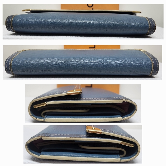 LOUIS VUITTON Mahina Leather Trifold Long Wallet  Denim Blue w/box TH0043 - Picture 9 of 15